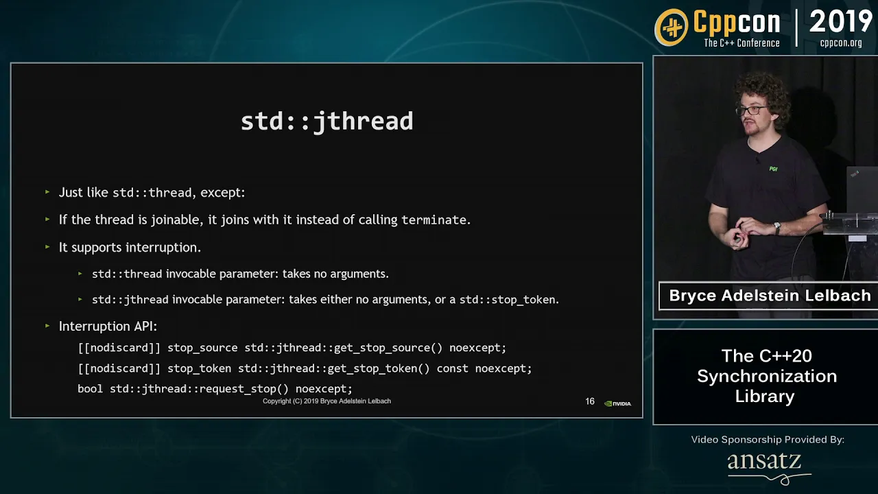 The C++20 Synchronization Library - Bryce Adelstein Lelbach - CppCon 2019