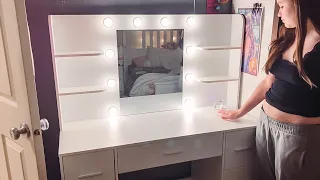 YESHOMY Vanity Desk Review - 10 Lights 7 Drawers Built In Outlet