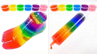 Satisfying Video | How to Make Rainbow Foot Slime Rainbow Syringe Slime Mixing Cutting ASMR
