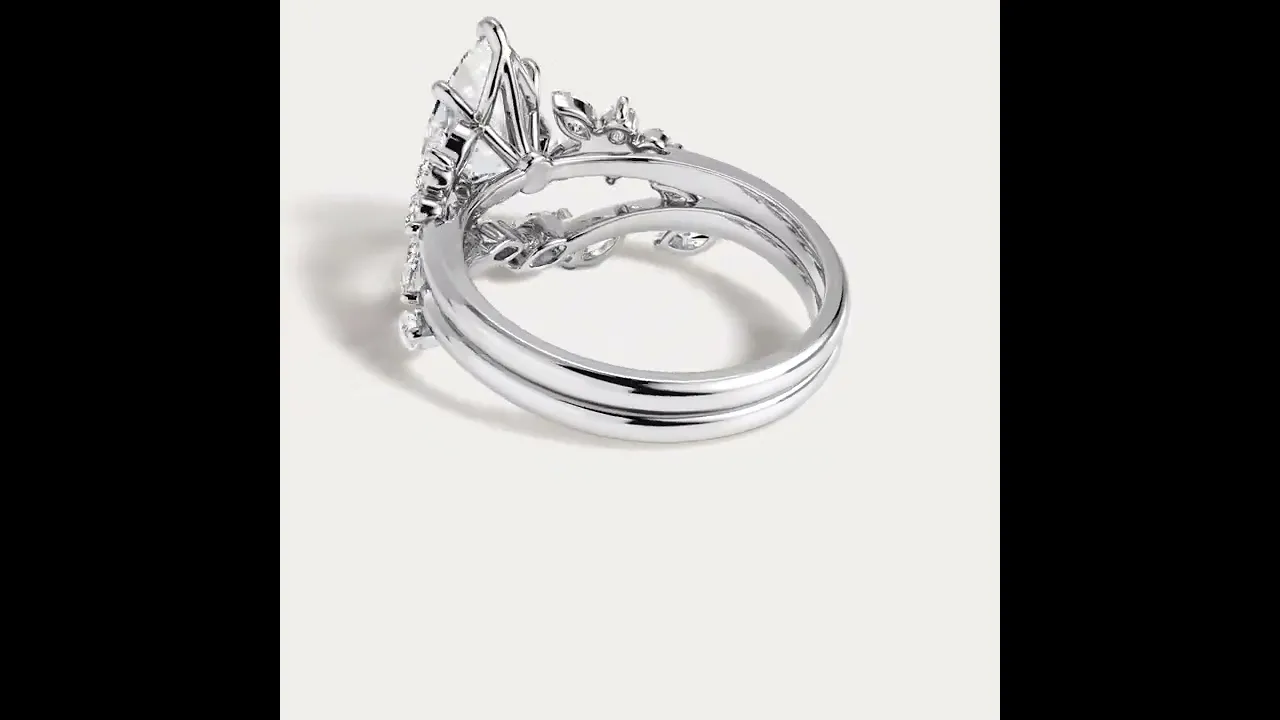 Eileen丨Pear Cut Lab-Grown Diamond Flowing Floral Leaf Bridal Ring Set