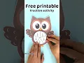 Free Owl fraction activity printable on website