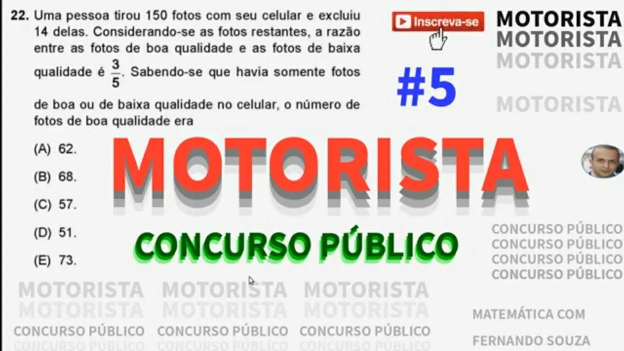 Motorista Questões de Concurso Público - Ensino Fundamental - Matemática - parte 5
