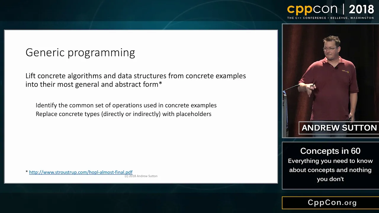 CppCon 2018: Andrew Sutton “Concepts in 60: Everything you need to know and nothing you don't”