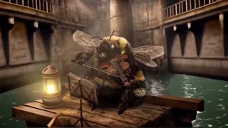 Fat bee playing violin original