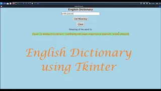 English Dictionary Python Tkinter Mini Projects - Leisure Codes