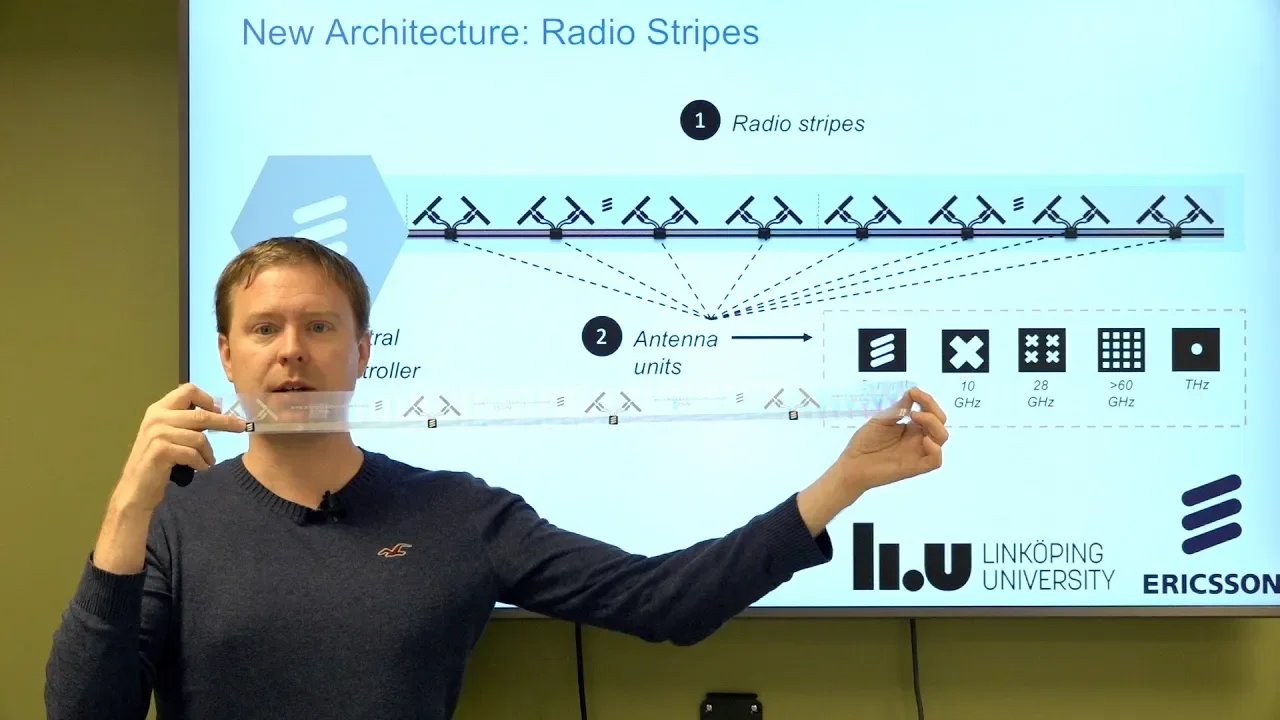 Outline Video Reinventing the Wireless Network Architecture Towards 6G: Cell-free Massive MIMO and Radio Stripes