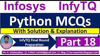 InfyTQ Python MCQs InfyTQ 2013 Python MCQs Solution Explanation 2023 Batch Part-18