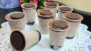 أكواب موس الأوريو ألذ وأسرع حلو  بدون بيض ولا فرن اقتصادي والطعم وهم في    دقائق بس   دندنها