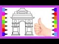 India Gate Drawing n Coloring Page for Kids Indian Art Page