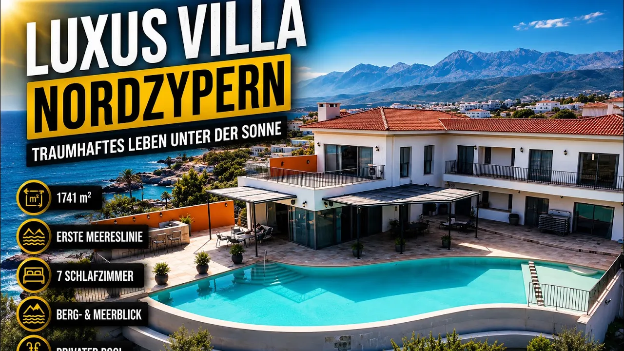 Beachfront 6-Bedroom Villa in North Cyprus with private pool and beachfront location