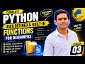 Python Tutorial for Beginners Functions in Python Complete Python Course in Hindi Lecture 03