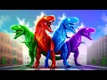 Download Lagu Jurassic War: Epic Battle of 4 Color Super Dinosaurs in the City! Dinosaur Fights Jurassic Cartoons