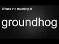 What s the meaning of groundhog How to pronounce groundhog