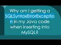 Why am I getting a SQLSyntaxErrorException in my Java code when inserting into MySQL