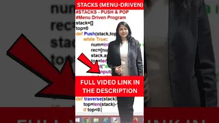 Stacks in Python Menu Driven Program Explained with Code Class 12 CS Python DSA