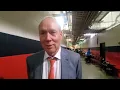 Astros owner Jim Crane talks to KPRC 2 sports director Randy McIlvoy after the World Series win