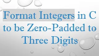 Format Integers in C to be Zero-Padded to Three Digits