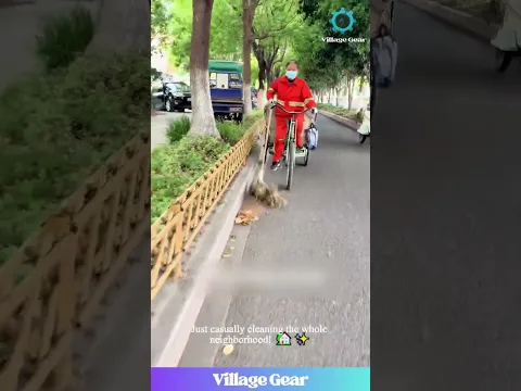 A Bicycle-Powered STREET SWEEPER is Now a Thing! 😂 Work Smarter, Not Harder in Style! #cleaning