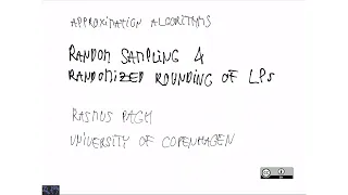 Lecture 04 Random sampling and randomized rounding of LPs