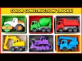 6 Color Construction Trucks in Action Learn Vehicles Colors More Nursery Rhymes Kids Songs
