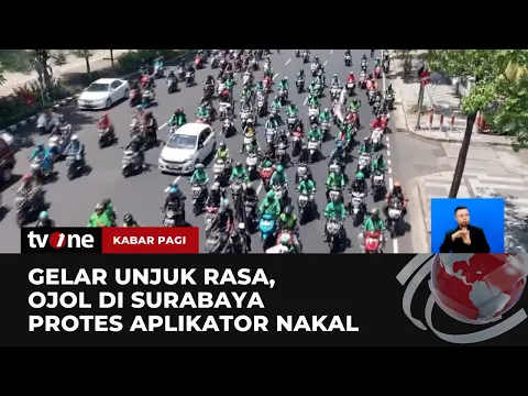 Ratusan Ojol di Surabaya Unjuk Rasa Menuntut Kominfo Jatim Tutup Aplikator Nakal