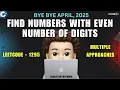 Find Numbers With Even Number Of Digits Multiple Ways Leetcode 1295 codestorywithMIK