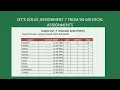 Assignment 7 - Let s solve Assignment 7 from 50 ms excel assignments
