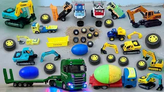 Lắp ráp Xe Cẩu , Xe Container chở Máy Xúc Điều Khiển , Ô Tô Đồ Chơi Múc Cát Trứng Khổng Lồ , Xe Tải
