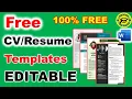 Free CV Template Downloads MS Word Google Docs Resume