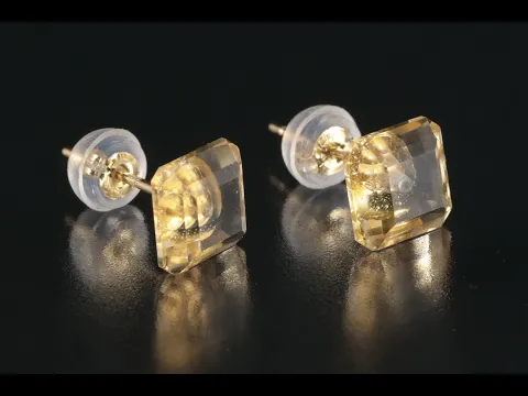 シトリン 18金(K18)スタッドピアス｜天然石 ピアス 通販 キラリ石