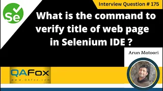 What is the command to verify title of a webpage in Selenium IDE Selenium Interview Question