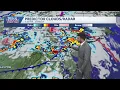 Mostly cloudy overnight showers storms return Sunday