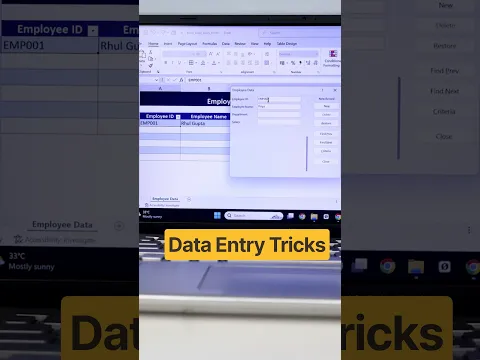 Data Entry in Excel | Data Entry Form #dataentrytips  #exceltips  #excelshorts #excelforwork