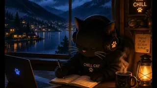 Chill Cat 🌧️ Rainy Night in the Mountains — Lofi Beats to Relax & Focus