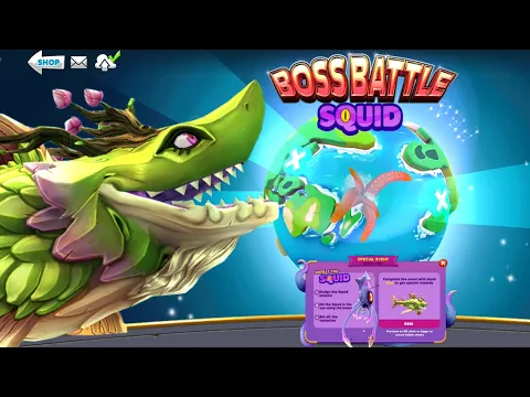Download MP3 NEW BOSS BATTLE SQUID GAMEPLAY (GAIA VS COLOSSAL SQUID BOSS) - Hungry Shark World