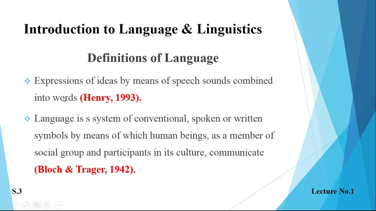 Introduction to Language & Linguistics - Lesson # 1