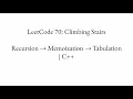 LeetCode 70 Climbing Stairs Recursion Memoization Tabulation C