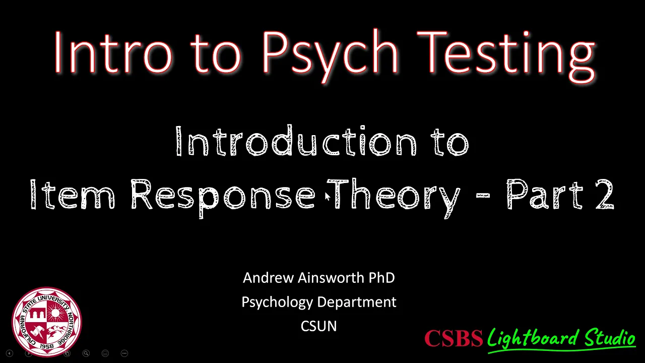 Psy427: Intro IRT Part 2