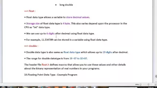 C PROGRAM FLOATING POINT DATA TYPES