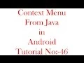 Context Menu Using Java In Android