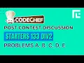 Codechef Starters 133 Solutions - A to E by Hari Aakash TLE Eliminators