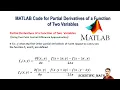 Matlab Code for Calculating partial derivatives of a function with two variables