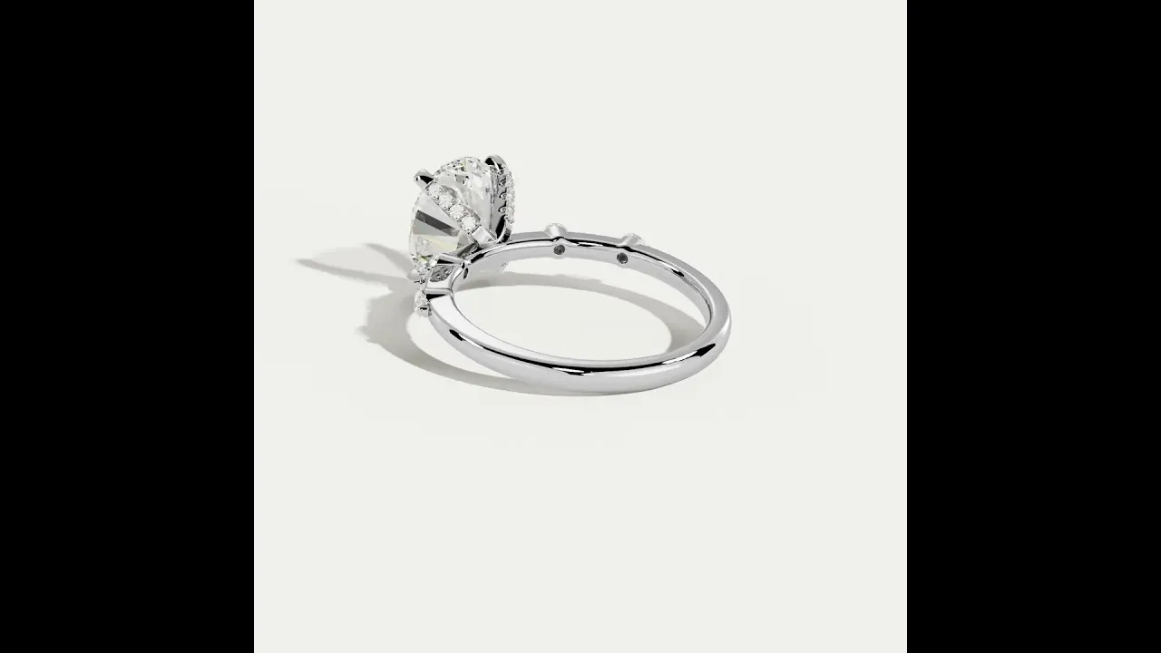 Remy丨Oval Lab Diamond Hidden Halo Engagement Ring with Floating Diamond Accents