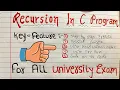 Recursion in C C Programming Tutorial With Handwritten Notes Code Hacker