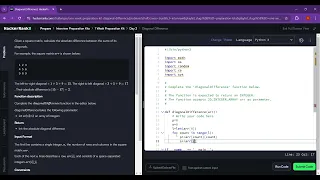 Diagonal Difference Problem HackerRank Solution in 2 Minutes