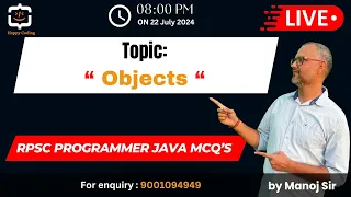 10 RPSC Programmer Java MCQ Solution Objects MCQ s RPSC Programmer Java by Manoj Sir