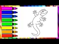 Cute Gecko Lizard Coloring Page for Kids Easy Animal Drawing Coloring Activity