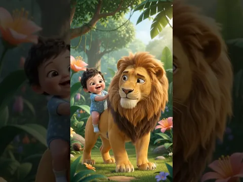 छोटे बच्चों ने किया शेर को परेशान #shorts #trend #Lion cartoon video SG Champ