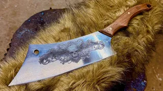Forging a Meat Cleaver - Butcher’s Knife from old leaf spring #blacksmith #gamer #bladesmith #art