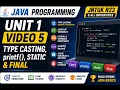 Java Programming Unit 1 5 Type Casting Scope Constants printf Static Final JNTUK R23